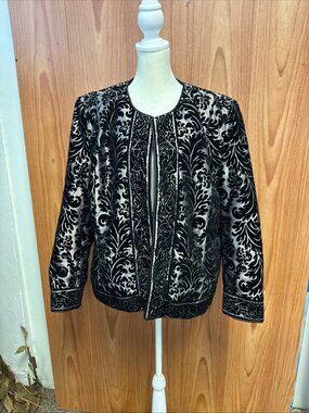 Soiree Woman Black Velvet Floral Plus Size 20 Formal Blazer